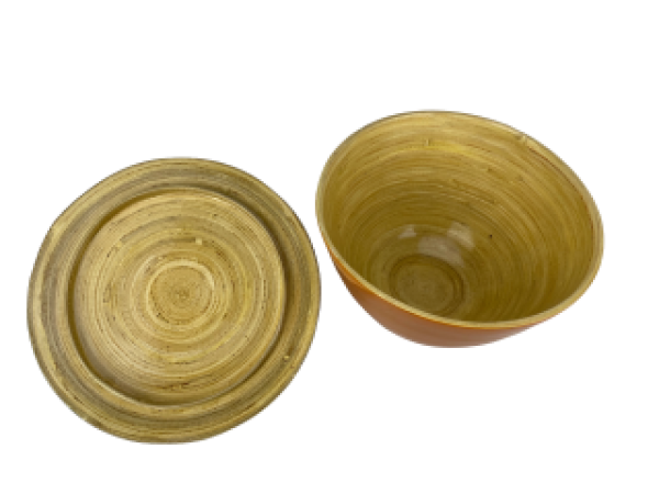 Kleine Bambus Schüssel orange mit Deckel